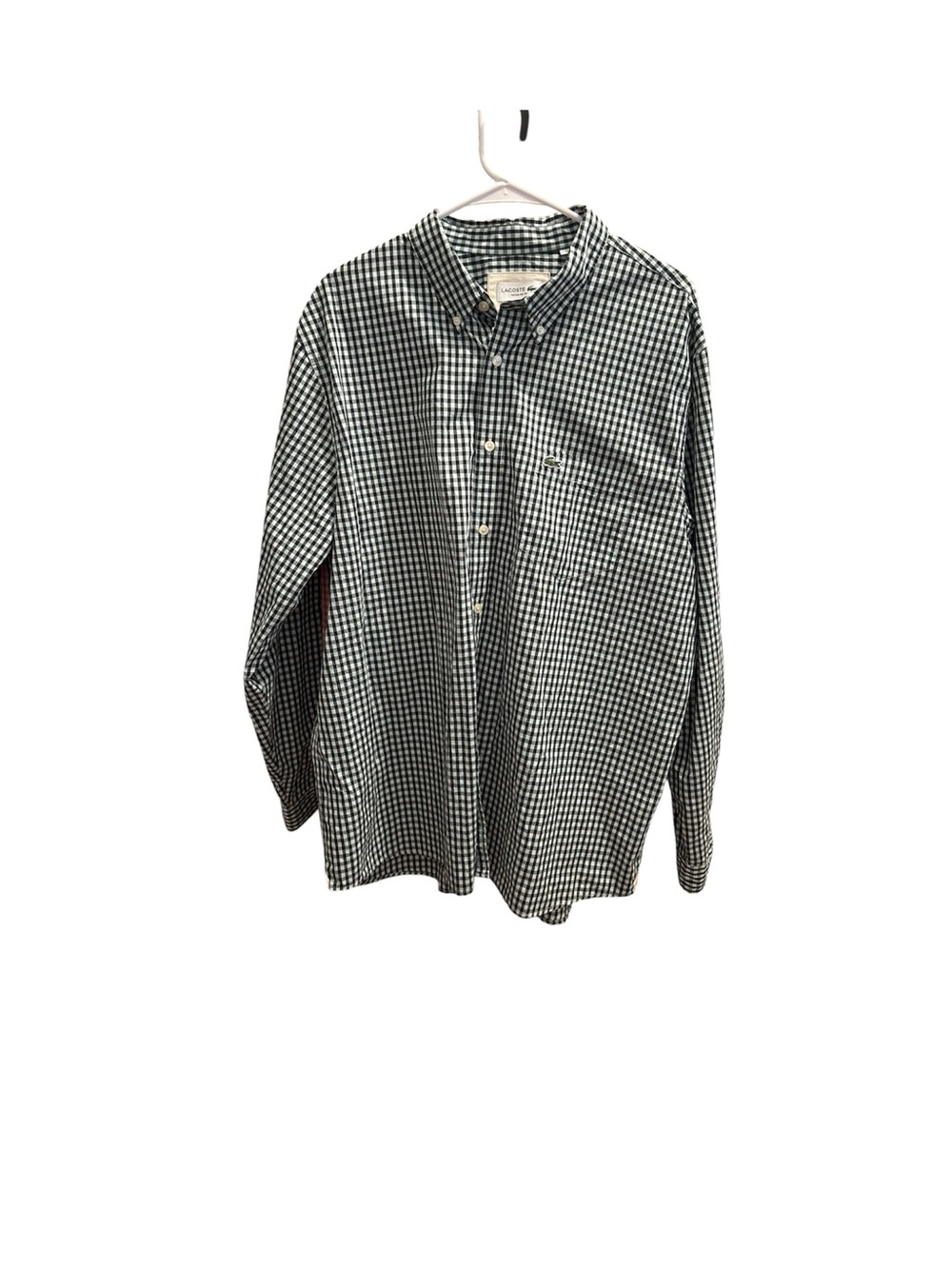 Lacoste Black & White Gingham Button-Down Shirt